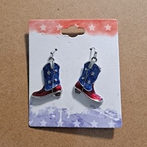 Sparkle Patriotic boot earrings - brand new